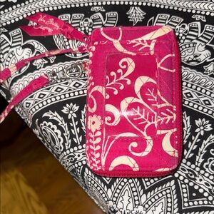 Vera Bradley Floral Pink and Cream Phone Wristlet